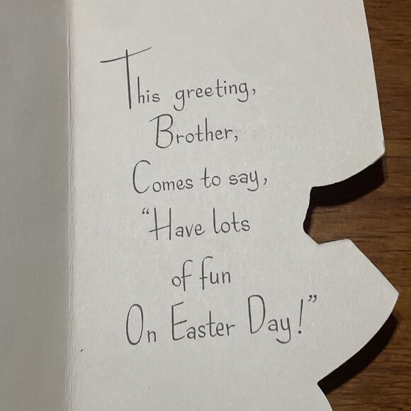 Vtg Rust Craft Easter Greeting Card Brother Mica Glitter Die Cut 1950s - Picture 5 of 10